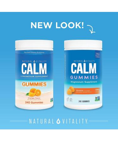 Natural Vitality Calm Magnesium Citrate Gummies - Stress Relief & Healthy Response - Gluten Free Vegan Orange - 240 Gummies - Buy Online on GoSupps.com