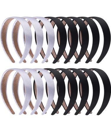 SIQUK 16 Pieces Satin Headbands 1 Inch Black and Silver Headband Ribbon Hair Headband DIY Headbands for Women and Girls Black  Silver - Buy Online on GoSupps.com
