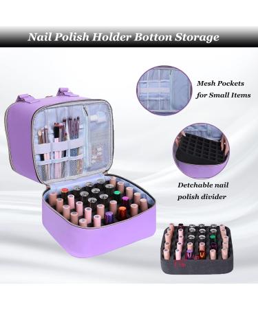 FCQQYWZ Nail Polish Case & Dryer Bag - Purple | Holds 30 Bottles (15ml) | 2 Layer Storage with Handles | Travel-friendly Nail Lamp Organizer - Buy Online on GoSupps.com
