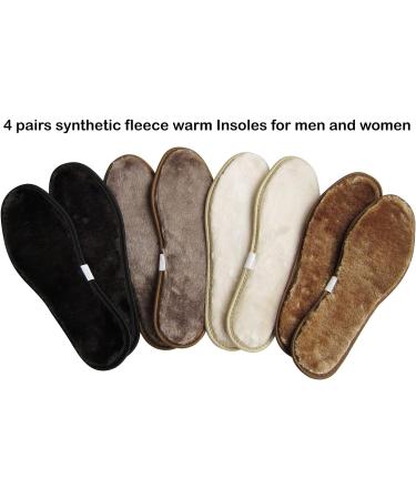 4 Pairs Thick Warm Shoe Inserts for Women - Fleece Shearing Faux Wool Insoles for Winter Boots & Slippers - Size 8 M US/Men's 7 M US - Buy Online on GoSupps.com