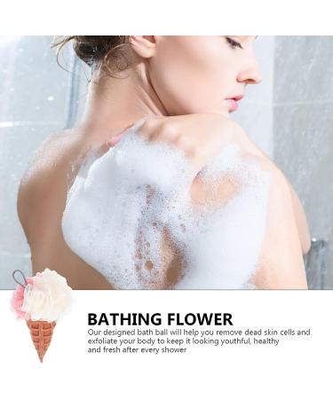 Lurrose Loofah Sponge 3pcs - Ice Cream Shape Bath Shower Pouf Set for Exfoliating and Cleaning - Buy Online on GoSupps.com