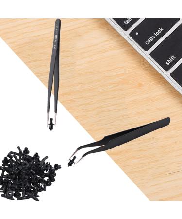 4X Nail Art Rhinestones Eyelashes Extension Straight & Curved Tweezers Tool Set-Black - Buy Online on GoSupps.com