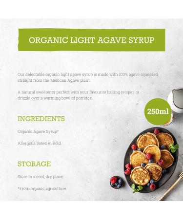 Mr Organic - Organic Light Agave Syrup 250ml - Non GMO, Preservative Free, Gluten Free, Vegan - Pack of 1 - Buy Online on GoSupps.com