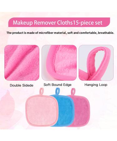 Reusable Makeup Remover Cloths - 15 Multi-colored Pads for Effortless Makeup Removal with Water | Eco-friendly Set with Storage Bag - Buy Online on GoSupps.com