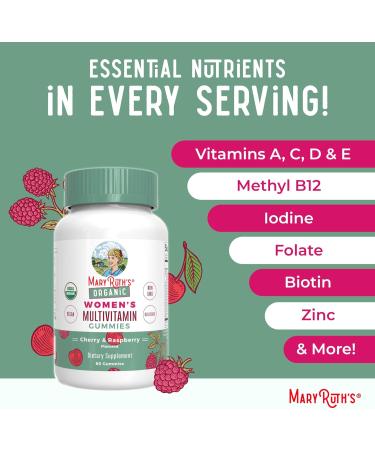 MaryRuth Organics Prenatal Postnatal Multivitamin Gummies (Strawberry) & Women's (Cherry & Raspberry) | USDA Organic | Vitamins for Breastfeeding Beauty & Immunity | Vegan No Gelatin - Buy Online on GoSupps.com