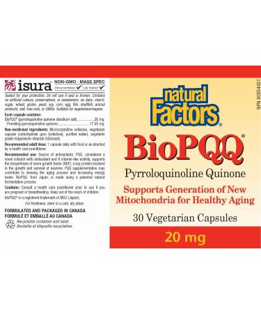 Natural Factors - Pyrroloquinoline Quinone (Bio PQQ) 20mg - 30 VCaps - Buy Online on GoSupps.com