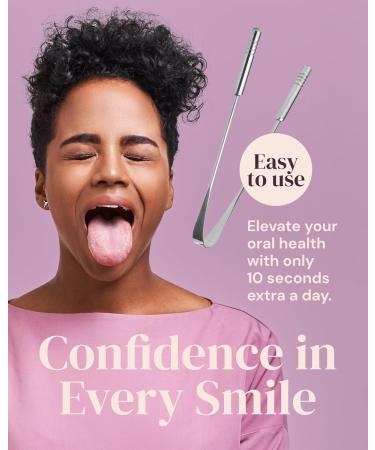 YogaMedic Tongue Scraper 2 Pack - Stainless Steel Cleaner for Fresher Breath - Oral Hygiene Tool with Travel Case - Adults & Kids - Fight Bad Breath - U Shape Stainless Steel - Tsuka Handles - Buy Online on GoSupps.com