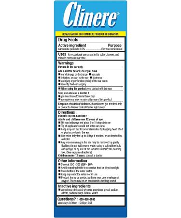 Clinere Earwax Removal Kit - Safely Clean Ear Wax, Itch Relief, Instant Results - 2 x .5 Fl Oz with 12 Sticks - Buy Online on GoSupps.com