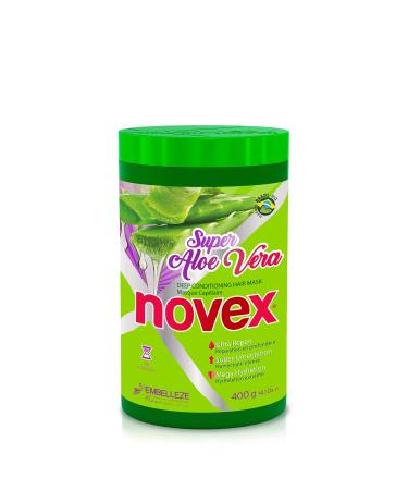 NOVEX Super Aloe Vera Hair Mask Infused with Organic Aloe Vera  Frizz and Volume Control  (400gm/14.1oz) Jar for all hair type and texture -Strengthening and Hydrating Formula