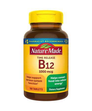 Nature Made Vitamin B12 1000 mcg, Dietary Supplement For Energy Metabolism Support, 160 Time Release Tablets, 160 Day Supply 160 Count (Pack of 1)