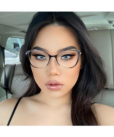 SERONI Vintage Metal Cat Eye Glasses - Blue Light Blocking Anti UV for Men & Women | 59mm Black-Silver - Buy Online on GoSupps.com