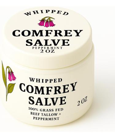 Organic Comfrey Salve Peppermint Comfrey Cream | Comfrey Salve for Bone Support Organic | Joint & Muscle Support Cream Whipped Balm 2oz Peppermint with Grass-Fed Beef Tallow & Jojoba Oil - Buy Online on GoSupps.com