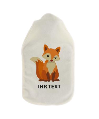 Stamp factory-hot water bottle with personalized cover-cozy hot water bottle cover with desired text such as names design-gift idea for children & adults (800 ml | fox)
