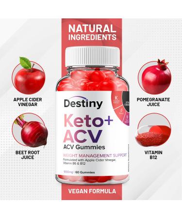 Buy Destiny Keto ACV Gummies - Advanced Apple Cider Vinegar Supplement for Men & Women - 60 Count - Buy Online on GoSupps.com
