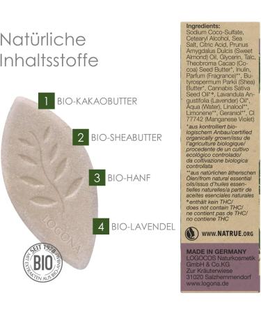  LOGONA Naturkosmetik LOGONA Natural Cosmetics NATURST CK Solid Care Shower with Organic Hemp Oil and Organic Lavender - Buy Online on GoSupps.com