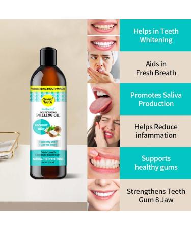 Organic Coconut Pulling Oil - Advanced Oil Pulling with Tongue Scraper for Healthy Gums Teeth Whitening & Fresh Breath - International Shipping - Buy Online on GoSupps.com