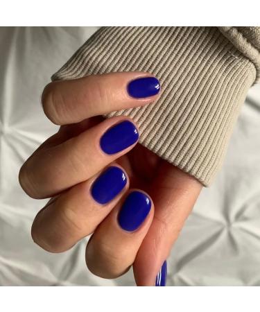 BNUUTIM Square Press on Nails Blue False Nails with Designs - Glossy UV Finish Acrylic Squoval Nails for Women and Girls - Buy Online on GoSupps.com