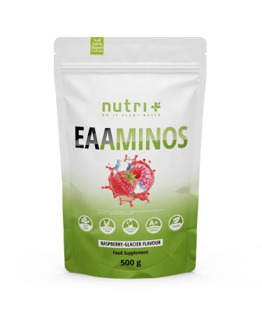 EAA Vegan Raspberry Iced Candy - 500g Powder - SUPERIOR DOSE - All Essential Amino Acids - Raspberry Glacier Flavor EAAs - Nutri-Plus Sports - Essential Aminos
