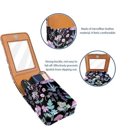 Travel Lipstick Organizer Case - Portable Makeup Bag with Mirror | Fruit Flower Plant Mushroom Design - Buy Online on GoSupps.com