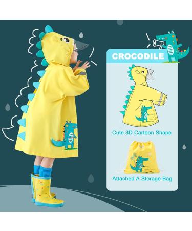 Kids Crocodile Raincoat Toddler Poncho | Waterproof Rainsuit for Boys & Girls M Size | Children's 3D Cartoon Rainwear - Buy Online on GoSupps.com