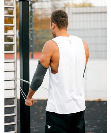 Gornation Elastic Elbow Bandages - Unisex Support Sleeves for Calisthenics Bodybuilding & Fitness - Gray - 1 Pair - Buy Online on GoSupps.com