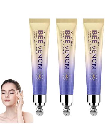 homomdy Set of 3 rolls of collagen and bee venom eye cream anti-aging treatment for dark circles and puffy eyes firms the skin eliminates under-eye bags and moisturizes.