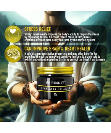 Shilajit Resin 50 Grams Stronglife Gold Grade Himalayan Shilajit | Natural Source of Fulvic Acid & 85+ Minerals for Energy Stamina Immune System | UK Lab Certified - Buy Online on GoSupps.com