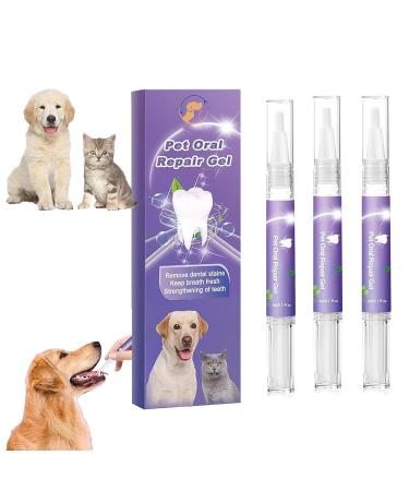 3PCS Cvreoz Pet Oral Repair Gel Pet Oral Spray Clean Teeth Pet Breath Freshener Gel Pet Brush Free Oral Gel Pet Mouth Spray for Eliminate Bad Breath (Gel)