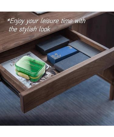 Weekly Pill Organizer - 7 Compartment Portable Moisture-Proof Travel Case for Vitamins Supplements & Medication - Green - Buy Online on GoSupps.com