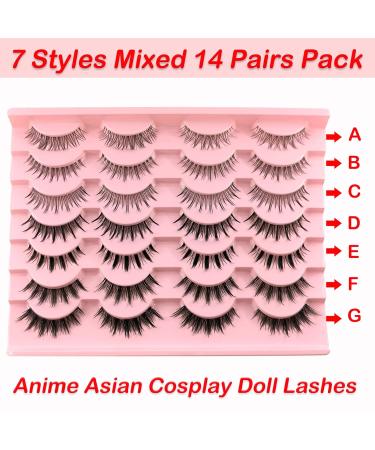 14 Pairs Manga Lashes - Natural Look Anime False Eyelashes 7 Styles Mixed Wispy Cosplay Lashes for a Stunning Doll Appearance - Buy Online on GoSupps.com