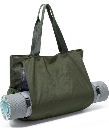 BOCMOEO Waterproof Yoga Mat Bag for Women | Shoulder Gym Bag with Mat Holder & Wet Pocket | Ideal for Gym, Yoga, Pilates, Travel, Beach | Green - Buy Online on GoSupps.com