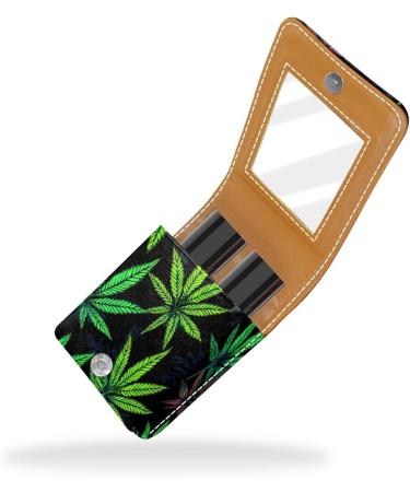 Buy Leather Lipstick Case Organizer with Mirror - Mini Lip Gloss Holder Bag | Colorful Fantasy Leaves - International Shipping Available - Buy Online on GoSupps.com