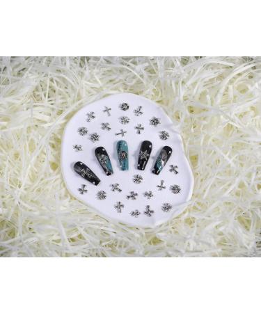 CAMLO 3D Cross Nail Charms - Chrome Silver Gothic Charm Set for DIY Nail Art - Buy Online on GoSupps.com