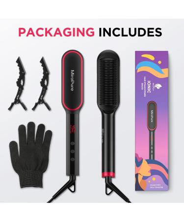 MiroPure 2-in-1 Hair Straightener Brush & Comb | Ionic Heating LCD Display 13 Temp Settings Anti-Scald Dual Voltage - Fast Shipping Worldwide - Buy Online on GoSupps.com