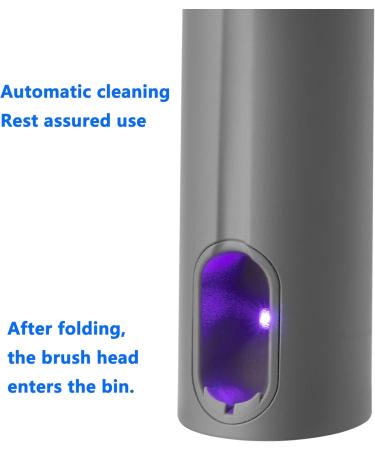 Folding Electric Toothbrush - Portable Sonic Teeth Cleaner with UV Sterilization | Rechargeable Travel Toothbrush with 4 Brush Heads - Grey & Black - Buy Online on GoSupps.com