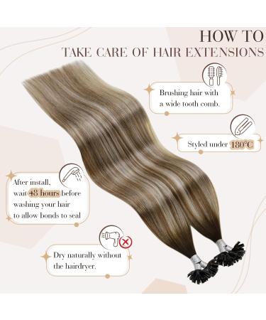 Hetto Balayage Bonding Extensions - Real Remy Hair 50g 14 Inch - Dark Brown Ash Brown & Blond Mix | Premium Hair Solutions - Buy Online on GoSupps.com