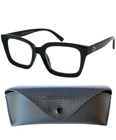 Mini glasses vintage reading glasses thick frame square and large glasses free case oversize plastic glasses frame with spring hinge reading aid women square 2.5 dioptries