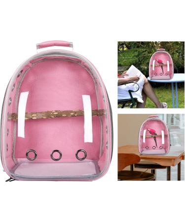 Bird Carrier Bag Pet Backpack Cage Parrot Visible Lightweight Oxford Cloth Carry Bag for Small Medium Birds Hiking Conures Pink - Buy Online on GoSupps.com