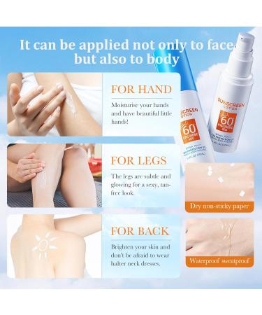 Face Sunscreen Suncream PA +++ - Hyaluronic Acid Spf 60 Face Moisturiser - Waterproof High-Power Durable Spf Face Moisturiser - Long-Term Block UVA/UVB & Sunburnspots - Anti-Aging Anti-Wrinkles - Buy Online on GoSupps.com