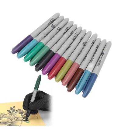 Tattoo Marking Pen  12 Colors Temporary Tattoo Pens Body Markers Set  Tattoo Stifte Piercing Positioning Tool  Washable Medical Surgical Markers Stencil Skin Scribes Watercolour Pen