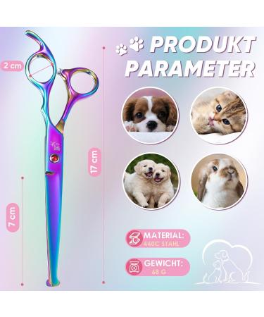 Premium Dog Care Scissors Set - Multicolor Japanese 440C Stainless Steel for Dogs & Cats - Straight Thinning Curved Chunker - Rainbow Collection - Buy Online on GoSupps.com