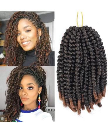 8 Pack Ombre Spring Twist Crochet Hair - 8 Inch Fluffy Butterfly Locs Extensions (T1B30) - Buy Online on GoSupps.com