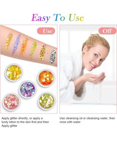 AOOWU Chunky Glitter 12 Colors 3D Nail Art Sequins - Festival & Holographic Cosmetic Glitter for Nail, Face, Body & DIY Art - Buy Online on GoSupps.com