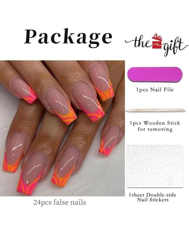 RUNRAYAY 24pcs Orange Press on Nails - Medium French Tips Artificial Nails for Women & Girls | Easy Glue-On Fake Nails - Buy Online on GoSupps.com