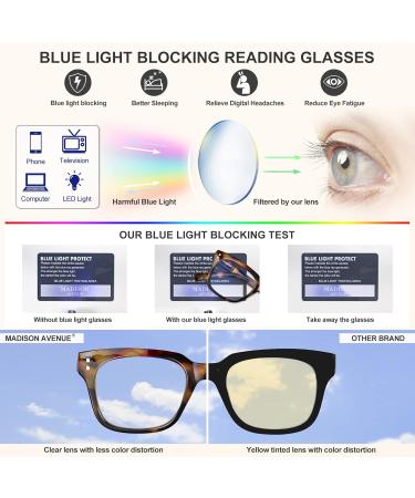 Madison Avenue 3 Pack Multicolor Blue Light Blocking Reading Glasses for Women - Spring Hinge Computer Readers - Buy Online on GoSupps.com