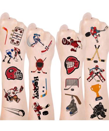 192pcs Ice Hockey Temporary Tattoos Ice Hockey Themed Birthday Party Favors Decorations Supplies for Kids Gifts Classroom School Prizes