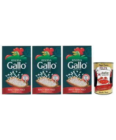 Italian Gourmet E.R. Gallo Riso Arborio Riserva Pack of 3 boxes of 100% Italian rice 15 minutes cooking time + 400g box