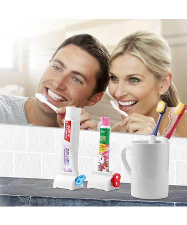 Rolling Tube Toothpaste Squeezer Stand - Set of 4 Blue Bathroom Accessories - Buy Online on GoSupps.com