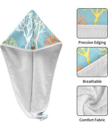 Colorful Corals Hair Towel 2 Pack - Super Absorbent Quick Dry Hair Turbans for Women & Girls - Buy Online on GoSupps.com