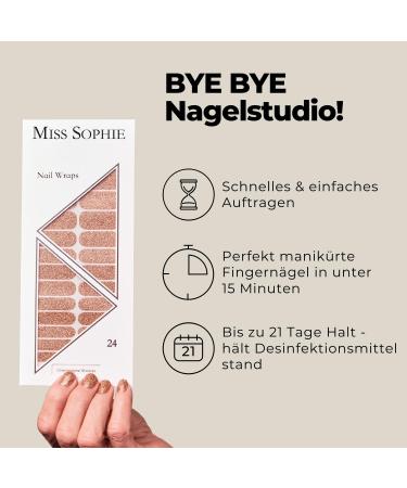Original Miss Sophie Nail Foils Champagne Shower | 24 Ultra-Thin Glitter Nail Polish Strips for All Nail Types - Perfect for Finger & Toenails - Buy Online on GoSupps.com
